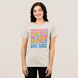 Camiseta Triblenda Floral Retro Groovy Boho Sol Todo el Tiempo