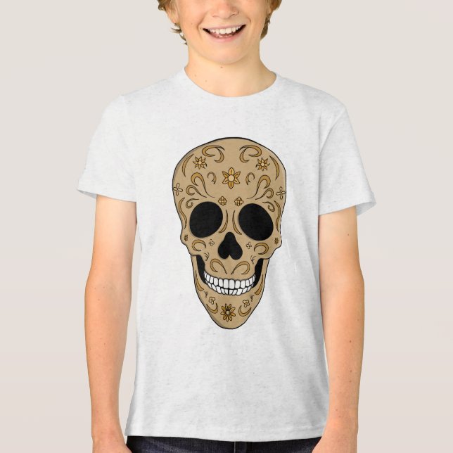 Camiseta Triblenda Floral Sugar Skull Dia de los Muertos (Anverso)