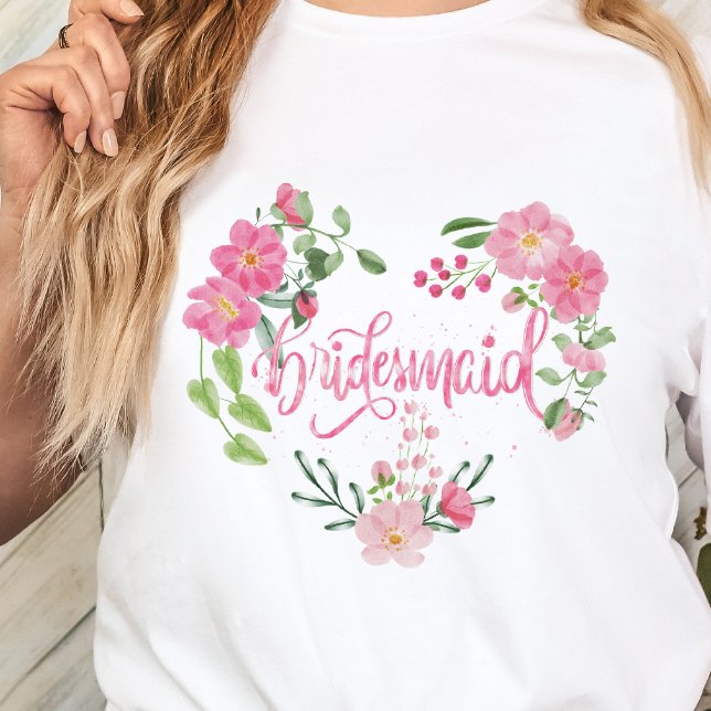 Camiseta Triblenda Floral Wedding Party Bridesmaid (Floral Bridesmaid Tshirt)