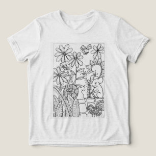Camiseta Triblenda Flores con un ratón y un caracol