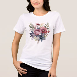 Camiseta Triblenda Flores de color morado rosa de color azul femenino