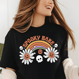Camiseta Triblenda Flores de cráneo de calabaza de Babe Spooky Hallow