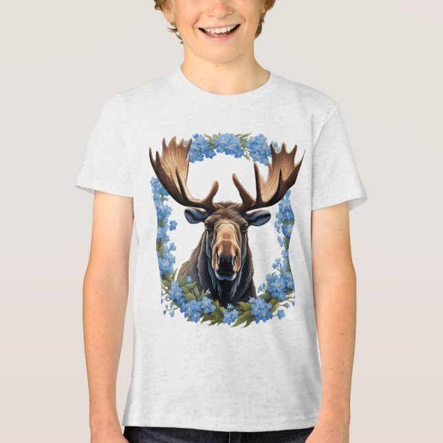 Camiseta Triblenda Flores De Miosotis Alpina Moose Y Alaska (Anverso)