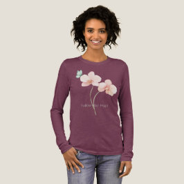 Camiseta Triblenda Flores de orquídea rosa mariposa verde menta