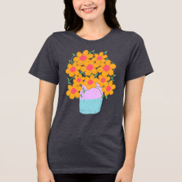 Camiseta Triblenda Flores De Primavera naranja Y Rosa
