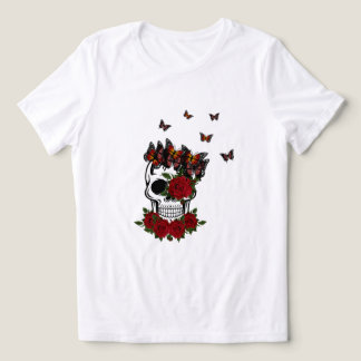 Camiseta Triblenda Flores De Rosas Rojas Vintage Y Calavera De Maripo