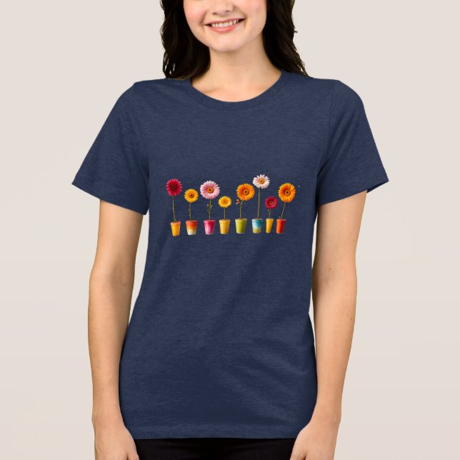 Camiseta Triblenda Flores en macetas (Anverso)