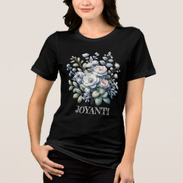 Camiseta Triblenda Flores mujeres negras sólidas