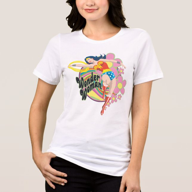 Camiseta Triblenda Flores retro de mujer maravilla (Anverso)