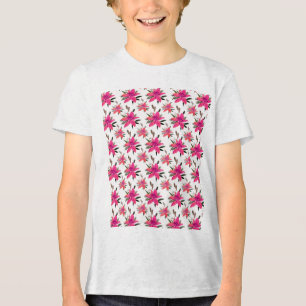 Camiseta Triblenda Flores rosadas diseño de patrón floral