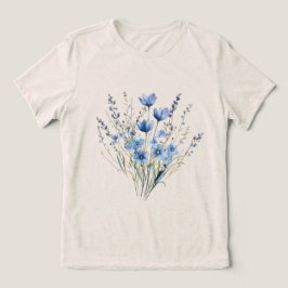 Camiseta Triblenda Flores Silvestres Azules Elegantes