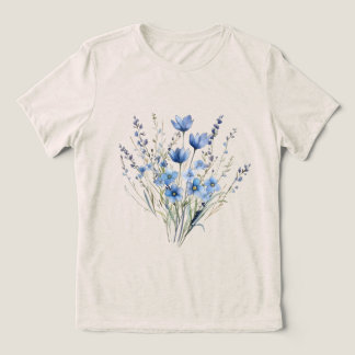 Camiseta Triblenda Flores Silvestres Azules Elegantes