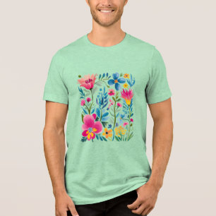 Camiseta Triblenda Flores silvestres de verano con flores de Boho