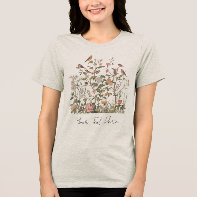 Camiseta Triblenda Flores silvestres y aves vírgenes personalizadas m (Anverso)