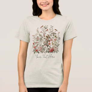 Camiseta Triblenda Flores silvestres y aves vírgenes personalizadas m