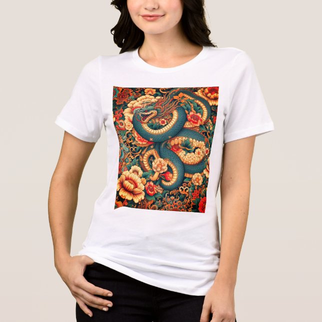 Camiseta Triblenda Flores verdes de serpiente (Anverso)