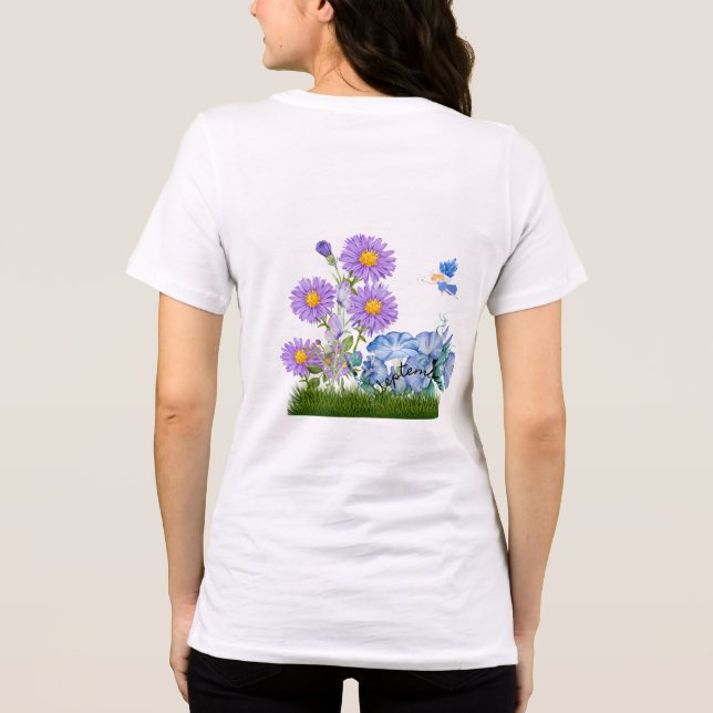 Camiseta Triblenda Flores y piedra de nacimiento de septiembre (Reverso )