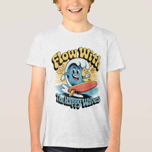 Camiseta Triblenda Flow With The Happy Waves Kids Surf Shirt (Anverso)