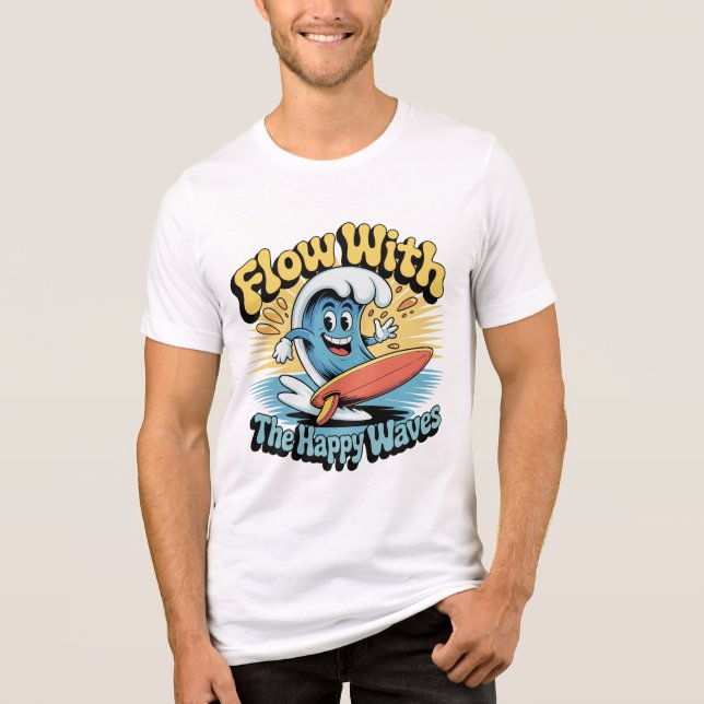 Camiseta Triblenda Flow With The Happy Waves Surf Style Men’s Tee (Anverso)