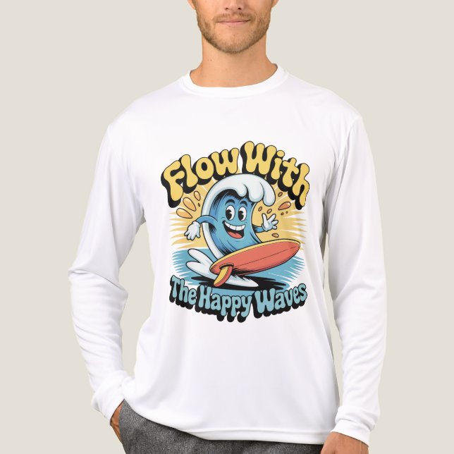 Camiseta Triblenda Flow With The Happy Waves Surf Style Men’s Tee (Anverso )