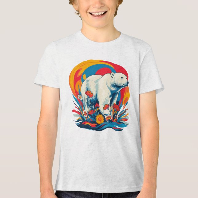 Camiseta Triblenda Flower Power Polar Bear (Anverso)