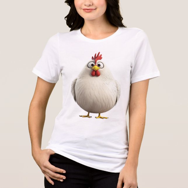Camiseta Triblenda Fluffy & Fabulous | Round White Rooster Zodiac T-S (Anverso)