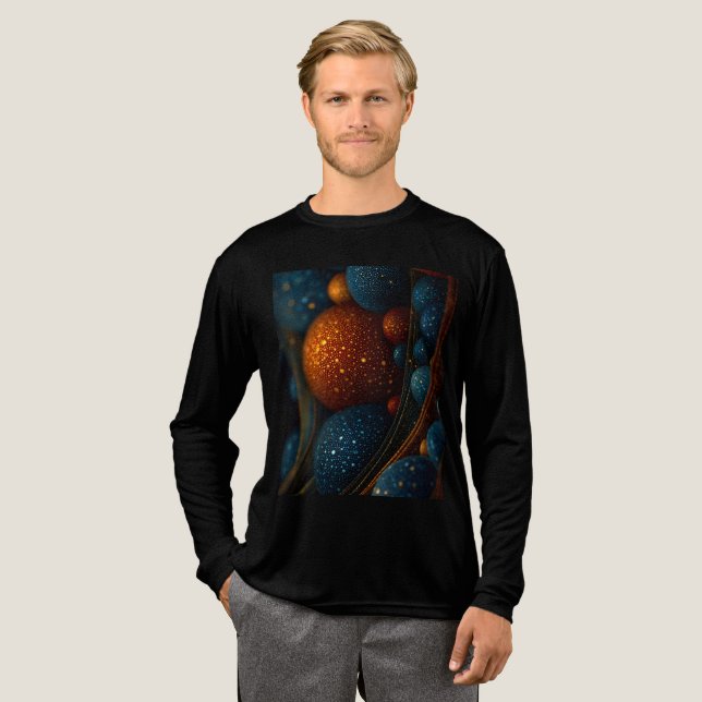 Camiseta Triblenda Flujo celeste: Esferas abstractas en movimiento (Anverso Completo)