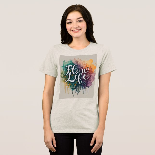 Camiseta Triblenda Flujo con la camiseta de las mujeres vivas (Anverso Completo )