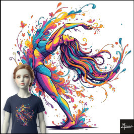 Camiseta Triblenda Flujo de Baile Vibrante Arte Femenino Abstracto