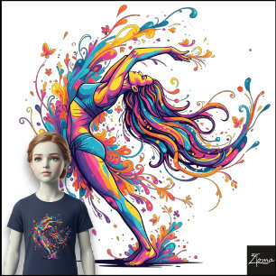 Camiseta Triblenda Flujo de Baile Vibrante Arte Femenino Abstracto