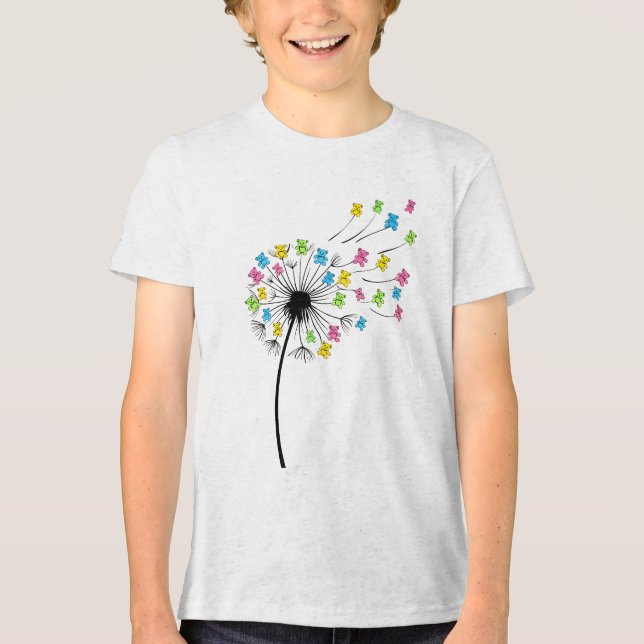 Camiseta Triblenda Flying cute bears dandelion flow (Anverso)