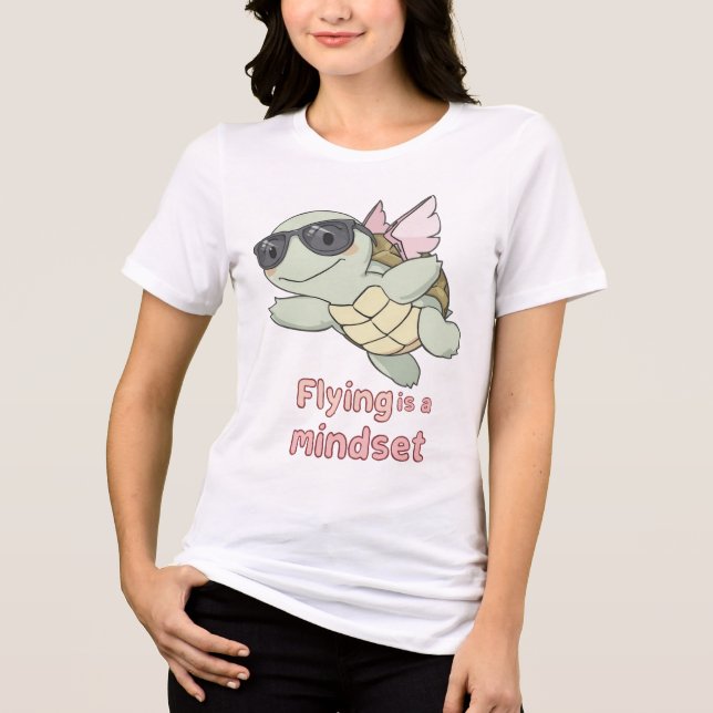 Camiseta Triblenda Flying Is a Mindset – Cute Turtle with Wings Inspi (Anverso)