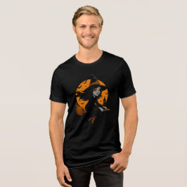 Camiseta Triblenda Flying Witch with Orange Moon Art