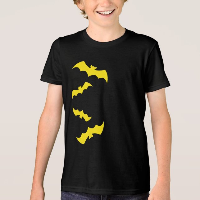 Camiseta Triblenda Flying Yellow Halloween Bats (Anverso)