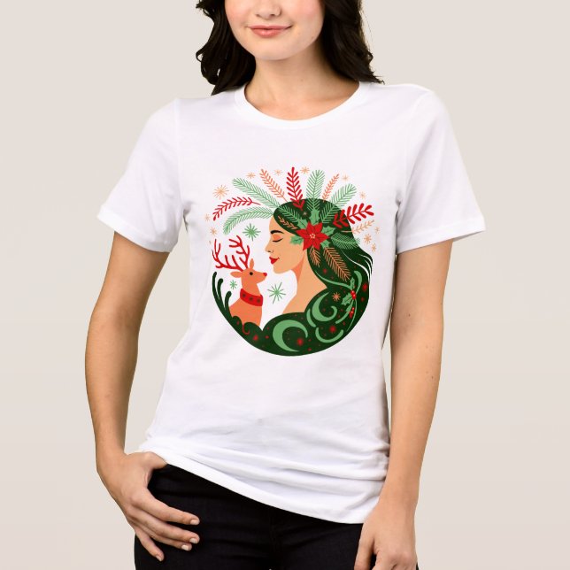 Camiseta Triblenda Folk Art Christmas Spirit (Anverso)