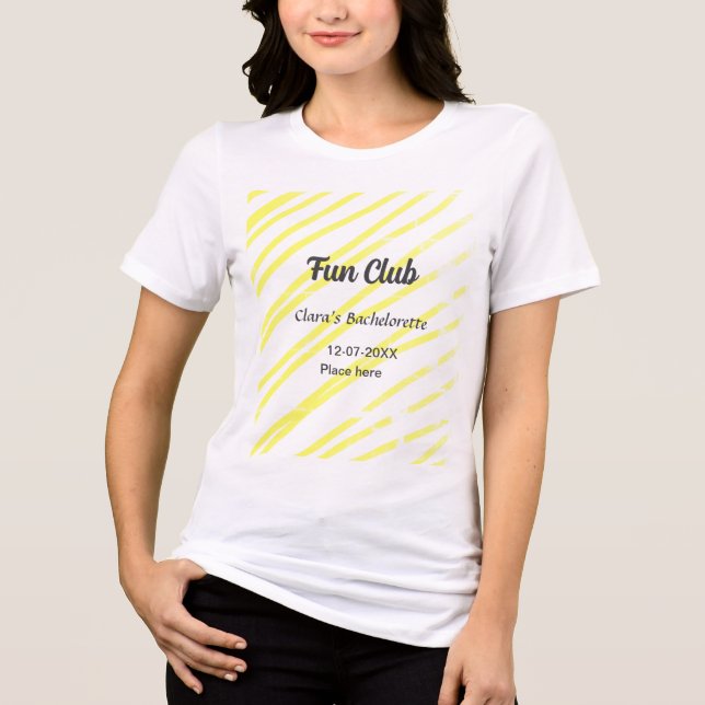 Camiseta Triblenda Fondo de líneas amarillas para despedida de solter (Anverso)