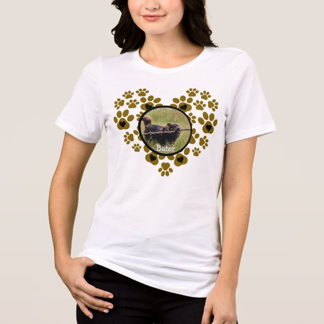 Camiseta Triblenda Forma de Corazón con Huellas de Perro (Anverso)