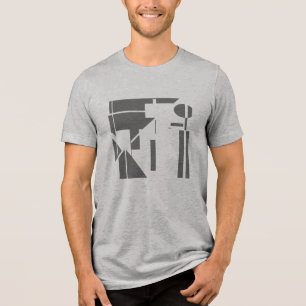 Camiseta Triblenda Formas de gris de carbón vegetal Resumen geométric