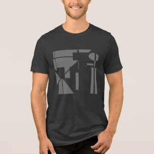 Camiseta Triblenda Formas de gris de carbón vegetal Resumen geométric