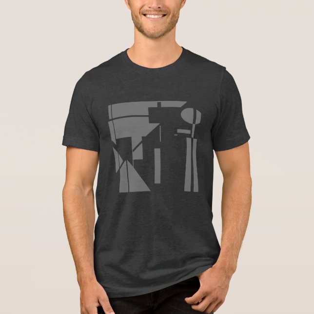 Camiseta Triblenda Formas de gris de carbón vegetal Resumen geométric (Anverso)