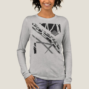 Camiseta Triblenda Formas diagonales grises negras Resumen Diseño de