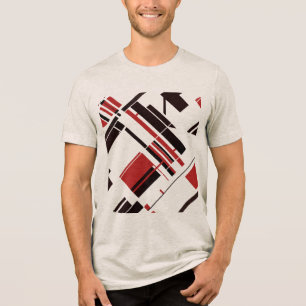 Camiseta Triblenda Formas diagonales rojas y negras Líneas MCM Aspect