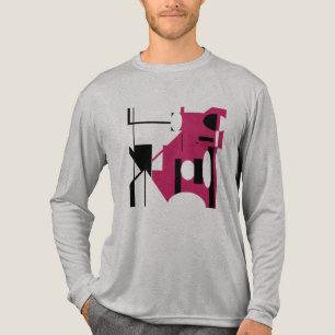 Camiseta Triblenda Formas geométricas abstractas negras de Borgoña MC