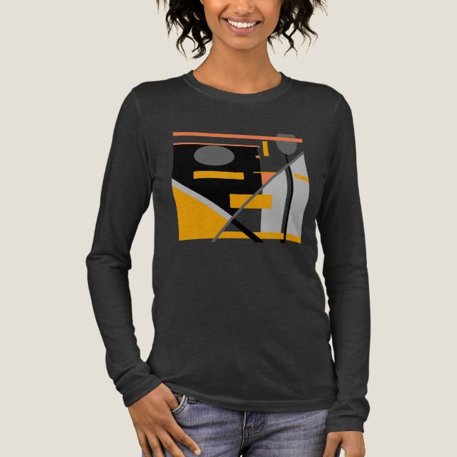 Camiseta Triblenda Formas geométricas de Naranja negro gris MCM Look  (Anverso)