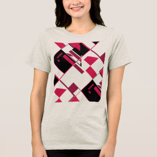 Camiseta Triblenda Formas geométricas diagonales rojas y negras de Bo