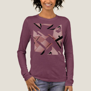 Camiseta Triblenda Formas negras rosadas de Borgoña Resumen inspirado