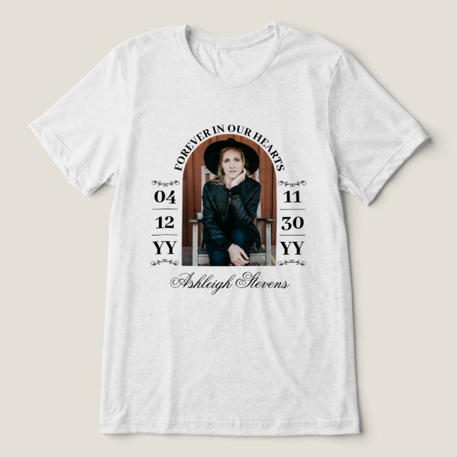 Camiseta Triblenda Foto Arqueada En Negro Añade Fechas Para Siempre E (Diseño delantero )