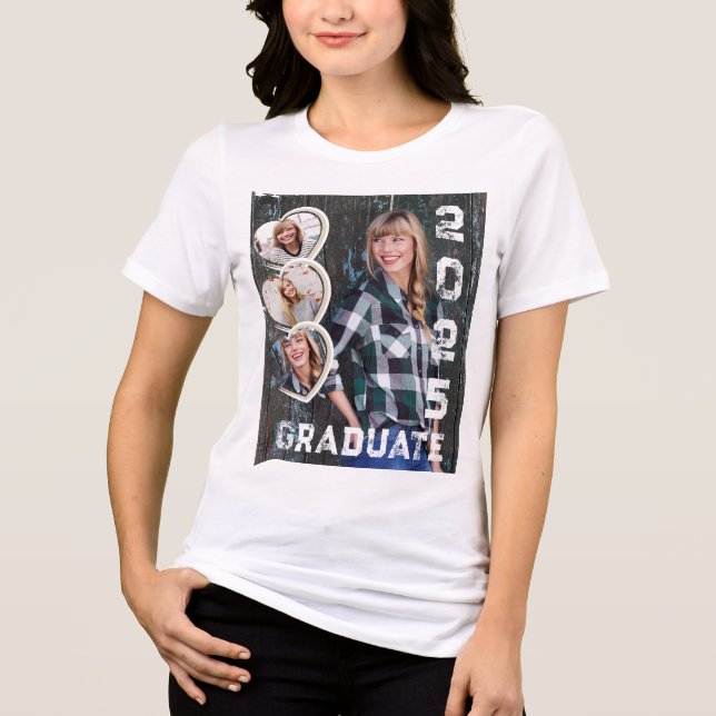 Camiseta Triblenda Foto Corazones de Graduado 2025 (Anverso)