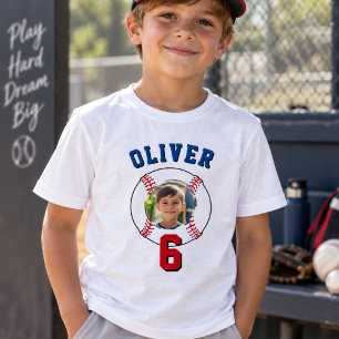 Camiseta Triblenda Foto de cumpleaños de niños con pelota de béisbol