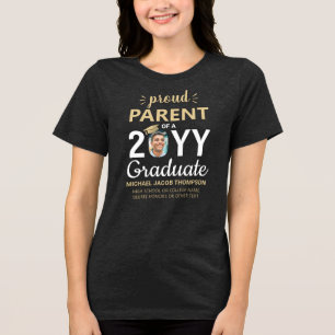 Camiseta Triblenda Foto de Graduado Orgulloso Padre Clase Año de Grad
